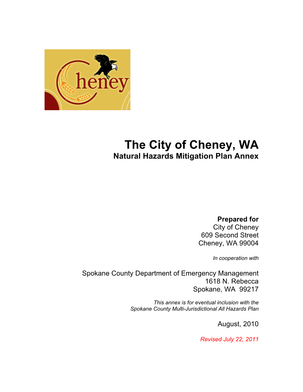 The City of Cheney, WA Natural Hazards Mitigation Plan Annex