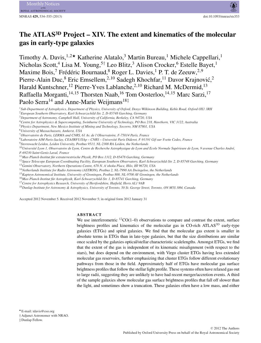 The ATLAS3D Project – XIV. the Extent and Kinematics of the Molecular Gas in Early-Type Galaxies