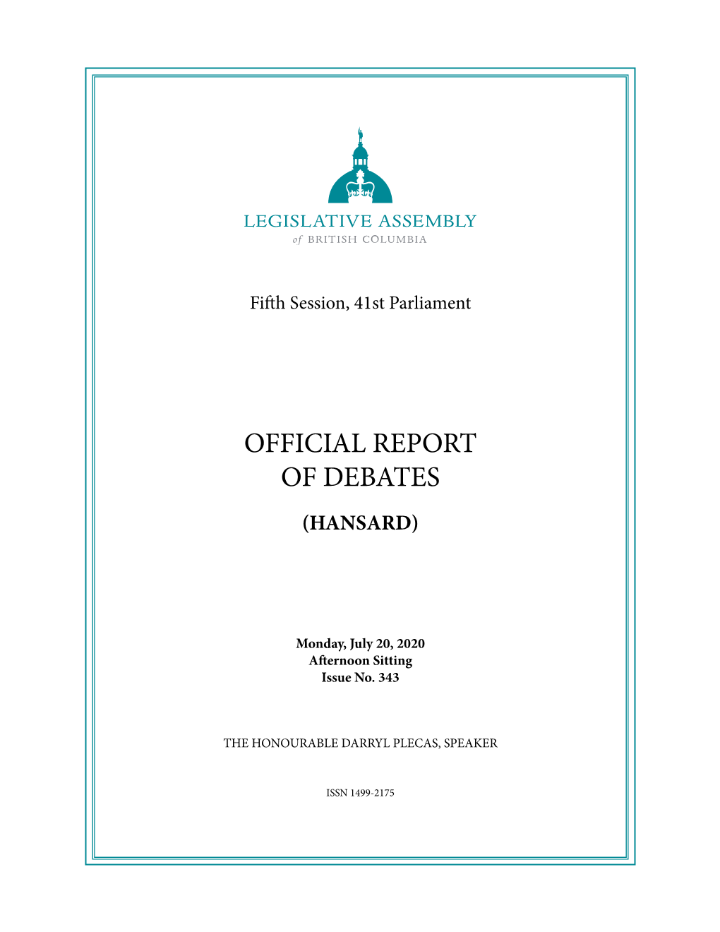 Official Report of Debates (Hansard)