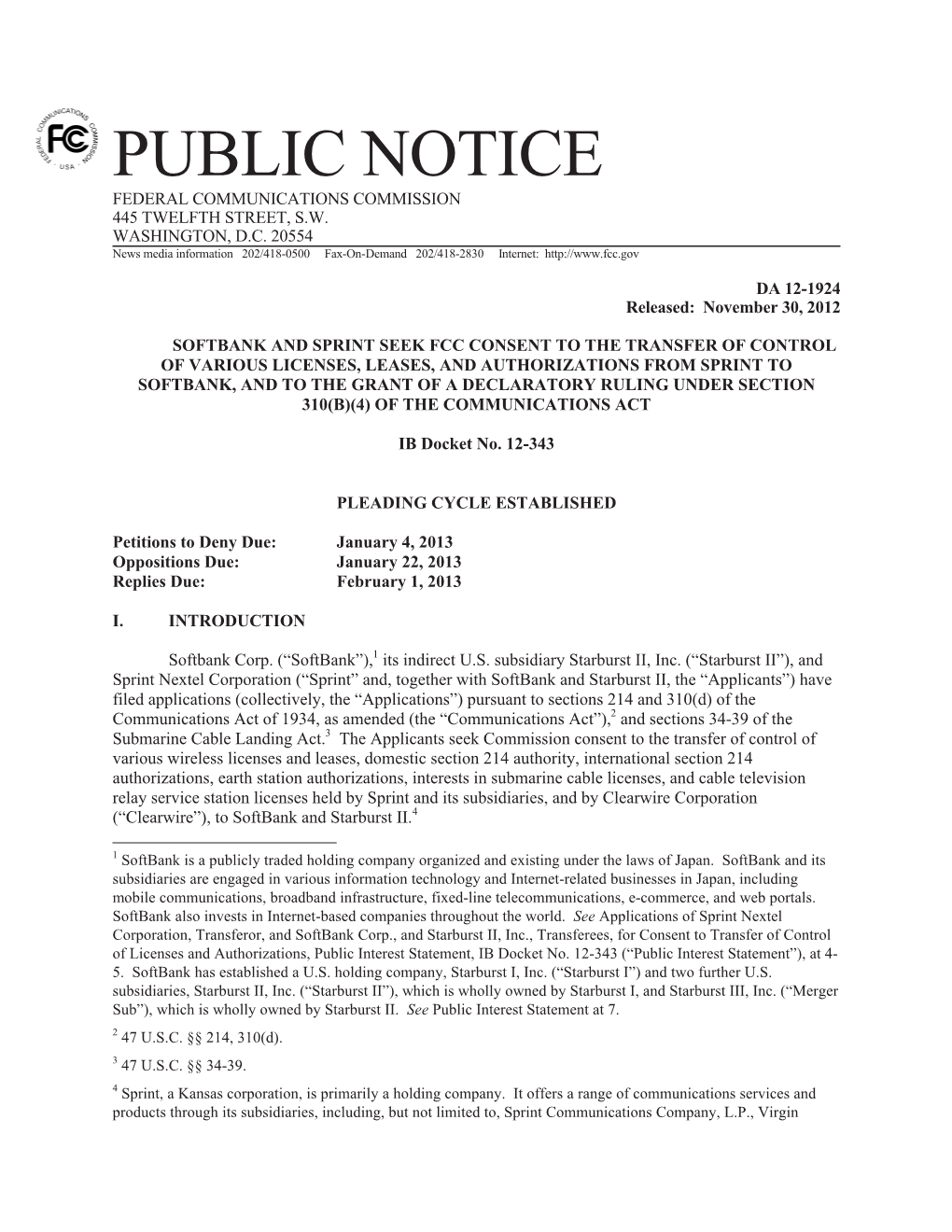 Public Notice Federal Communications Commission 445 Twelfth Street, S.W