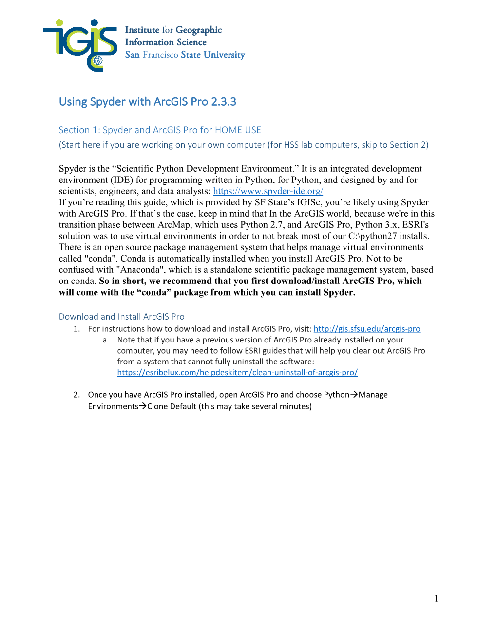 Using Spyder with Arcgis Pro 2.3.3