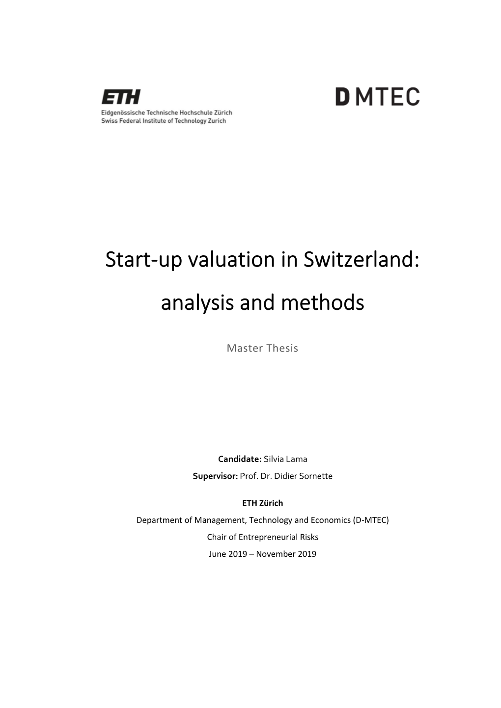 Start-Up Valuation in Switzerland: Analysis and Methods