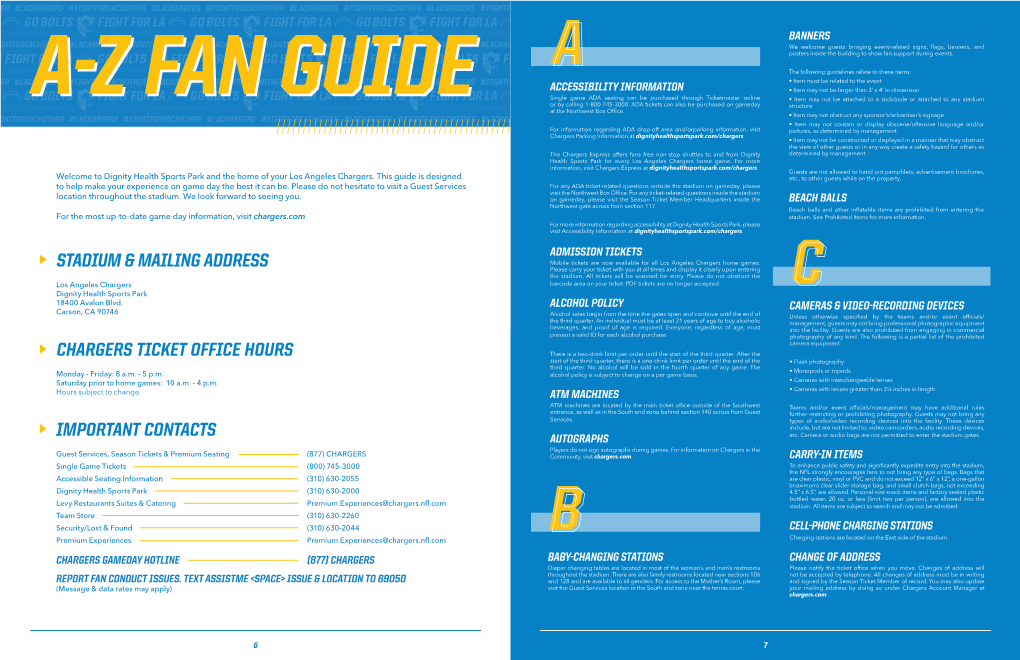 Important Contacts Stadium & Mailing Address Chargers