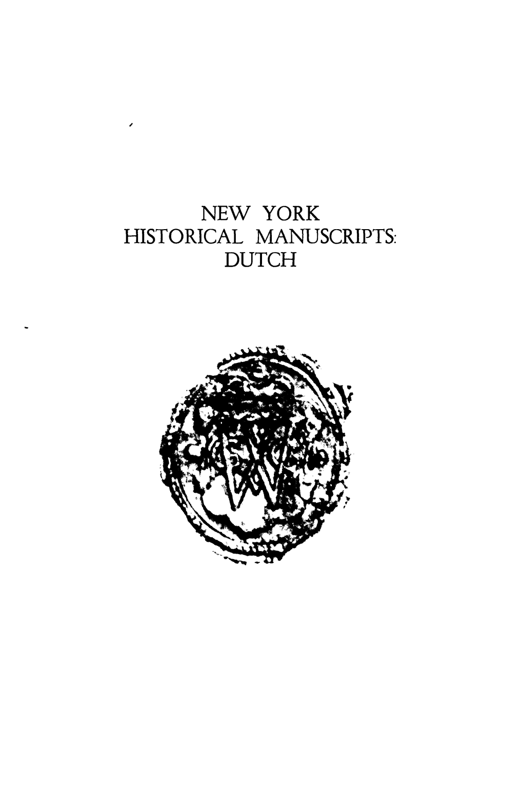 New York Historical Manuscripts