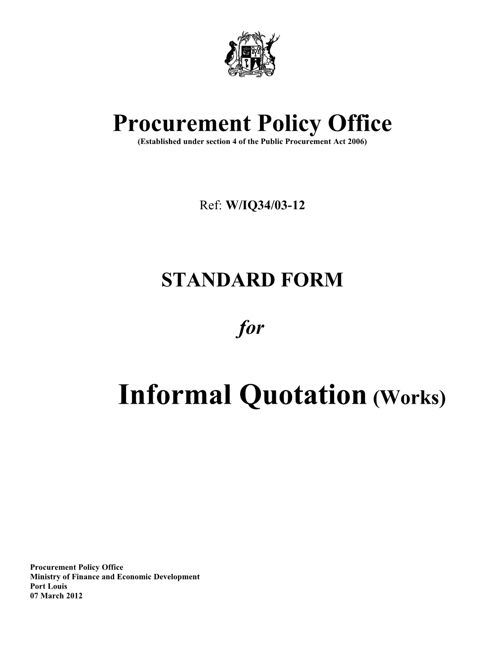 Established Under Section 4 of the Public Procurement Act 2006