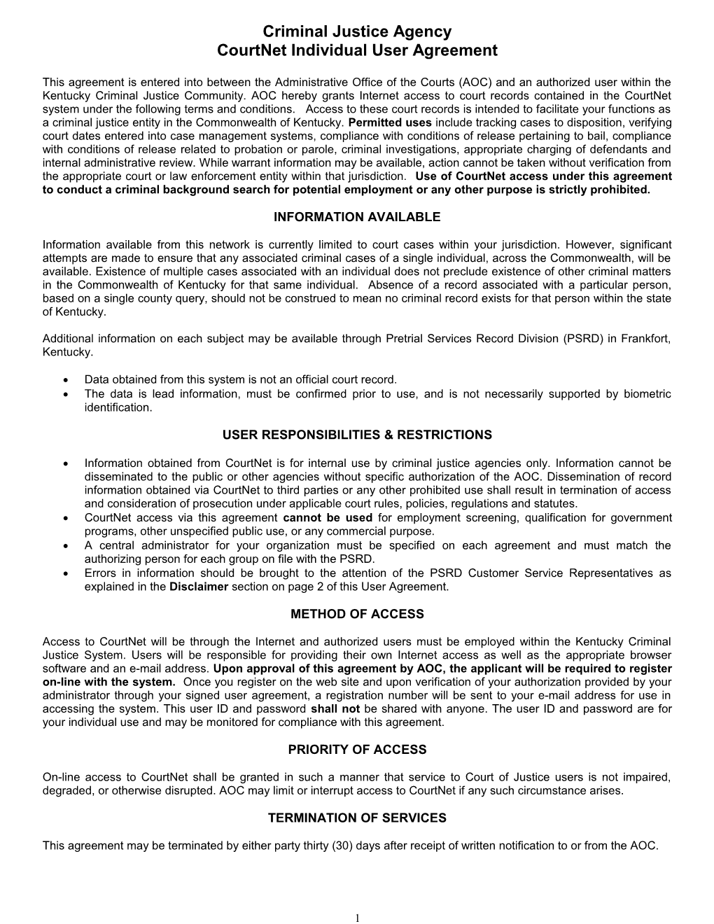 AOC Courtnet Individual User Agreement