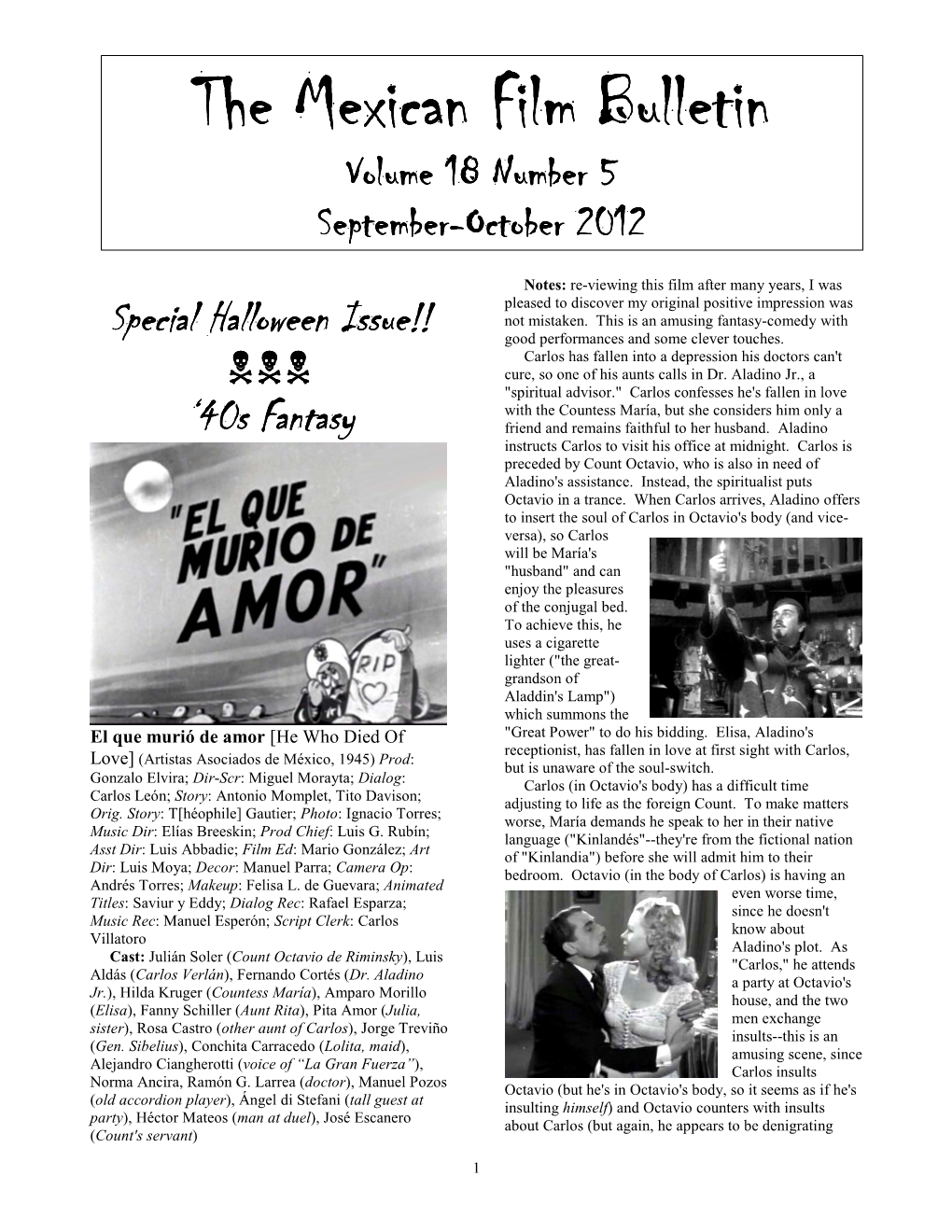 The Mexican Film Bulletin the Mexican Film Bulletin