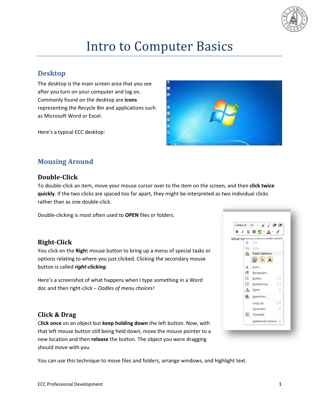 Intro to Computer Basics Handout