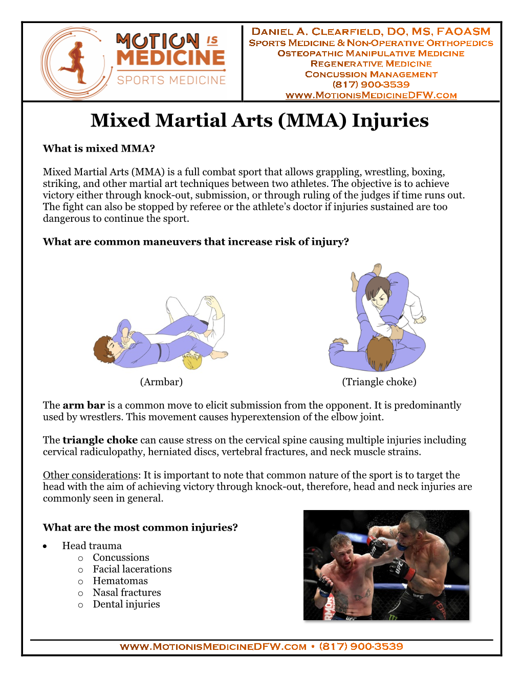 Mixed Martial Arts (MMA) Injuries