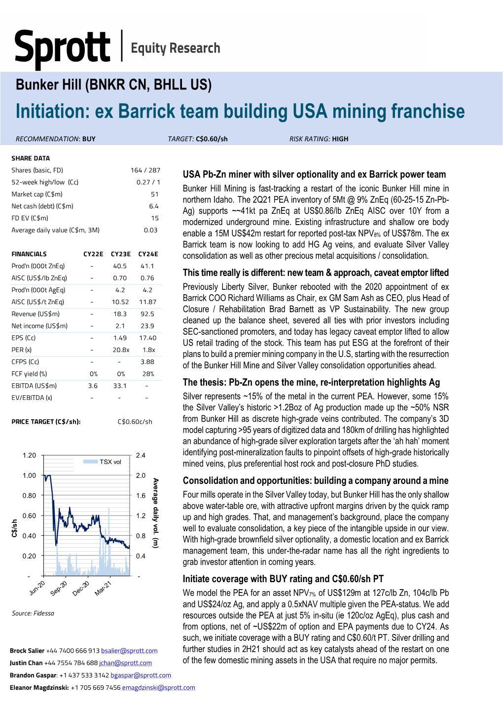 Initiation: Ex Barrick Team Building USA Mining Franchise