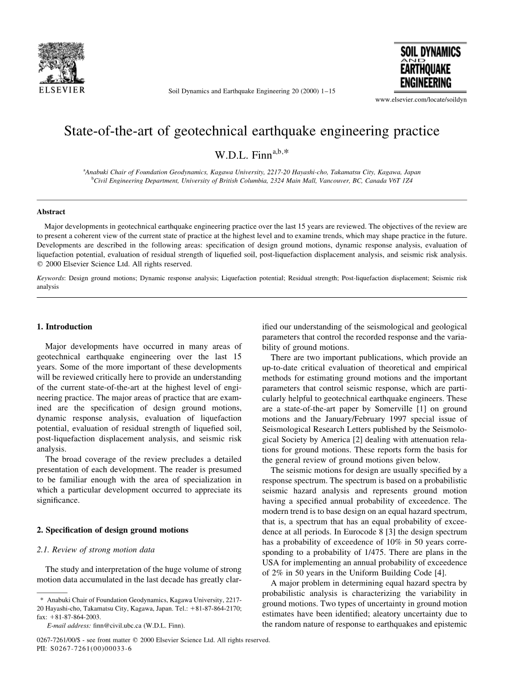 State-Of-The-Art of Geotechnical Earthquake Engineering Practice