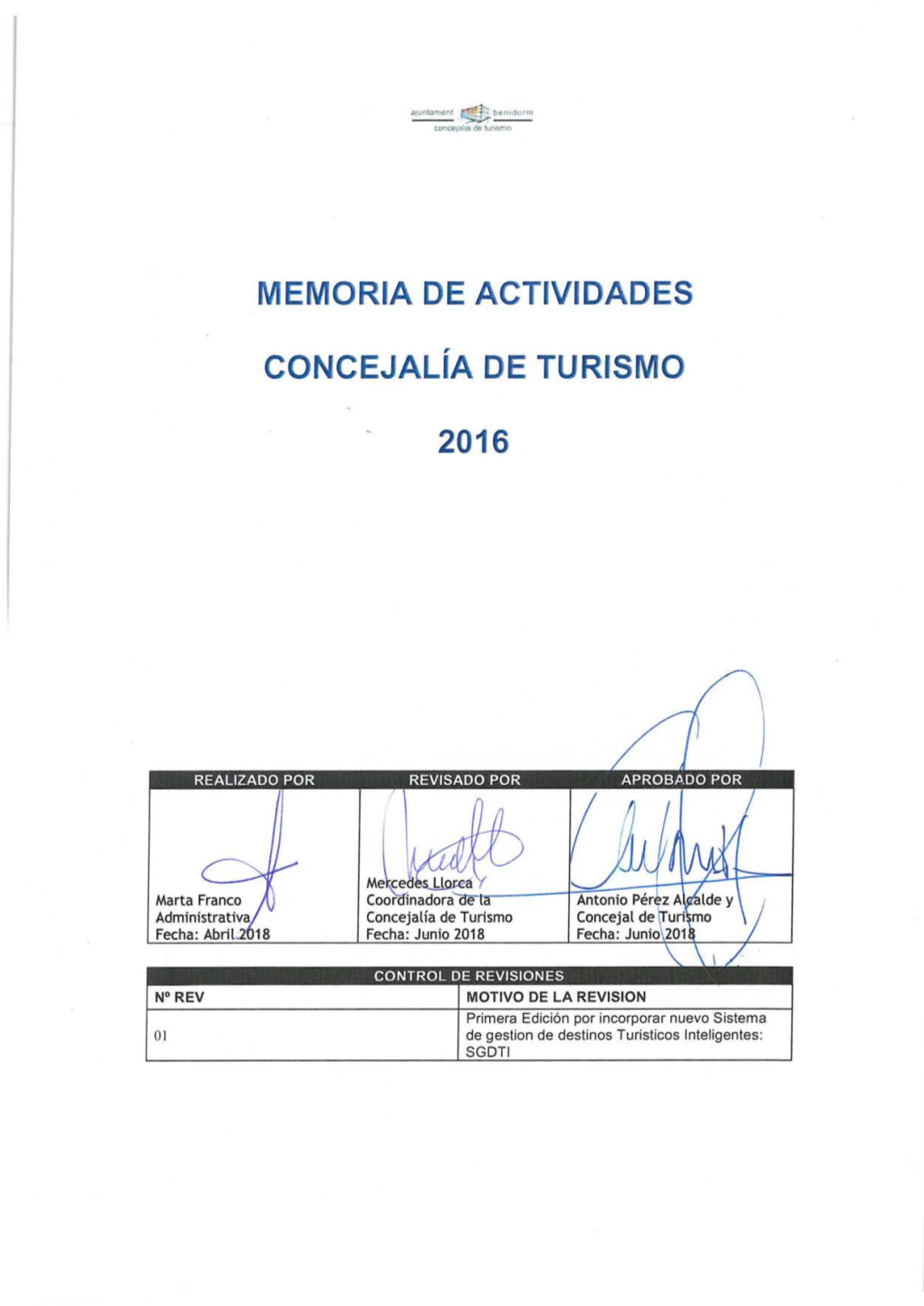 Memoria De Actividades Concejalia De Turismo 2016