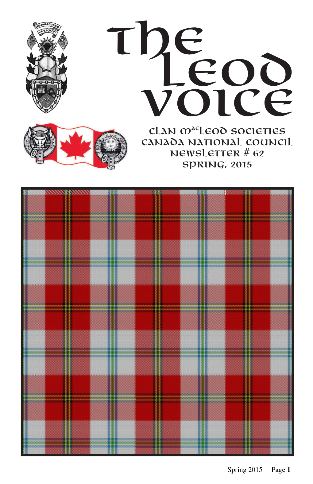 Clan Macleod Societies Canada National Council Newsletter # 62 Spring, 2015