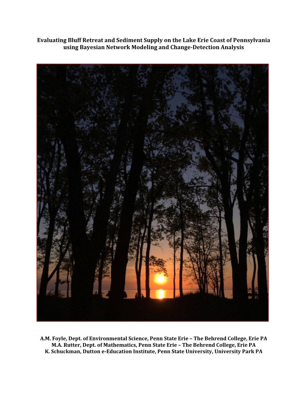 Evaluating Bluff Retreat and Sediment Supply on the Lake Erie Coast of Pennsylvania Using Bayesian Network Modeling and Change-Detection Analysis