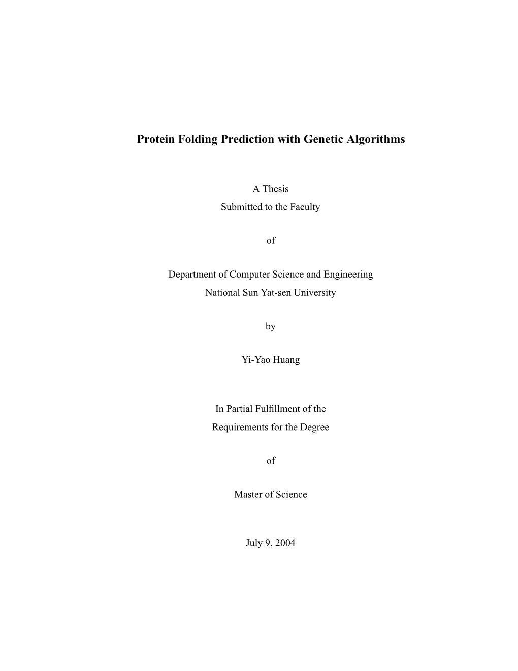 Protein Folding Prediction with Genetic Algorithms