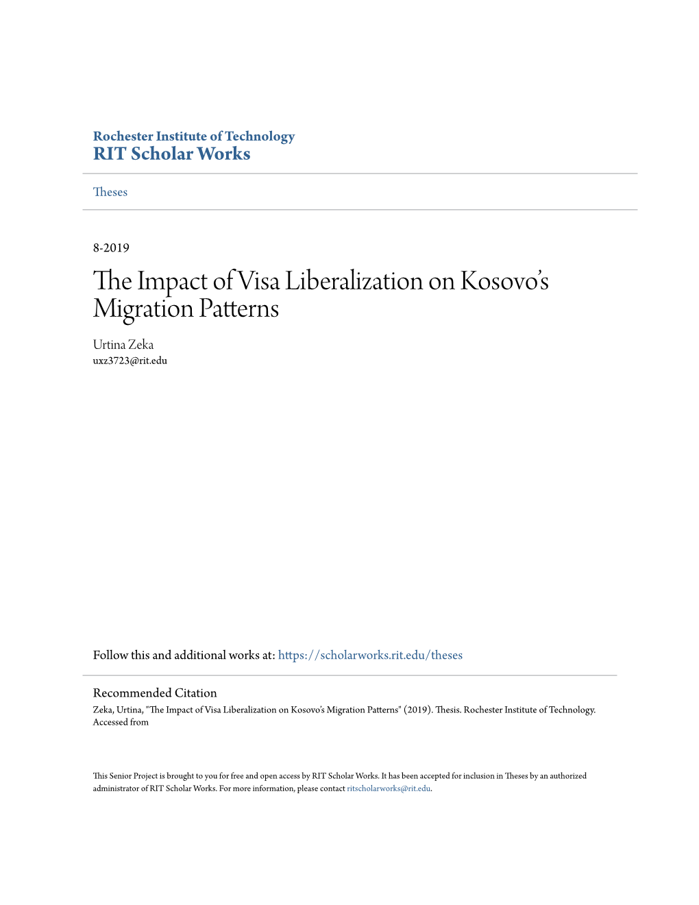 The Impact of Visa Liberalization on Kosovo's Migration Patterns