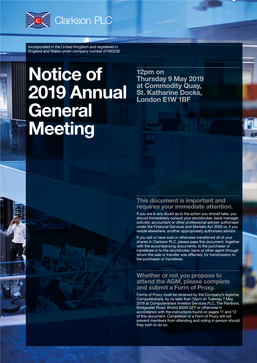 Notice of 2019 Annual General Meeting 01 Notice of Annual General Meeting