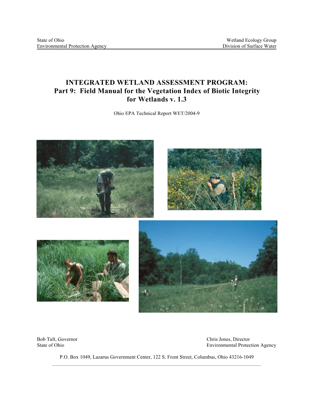 Field Manual for the Vegetation Index of Biotic Integrity for Wetlands V. 1.3