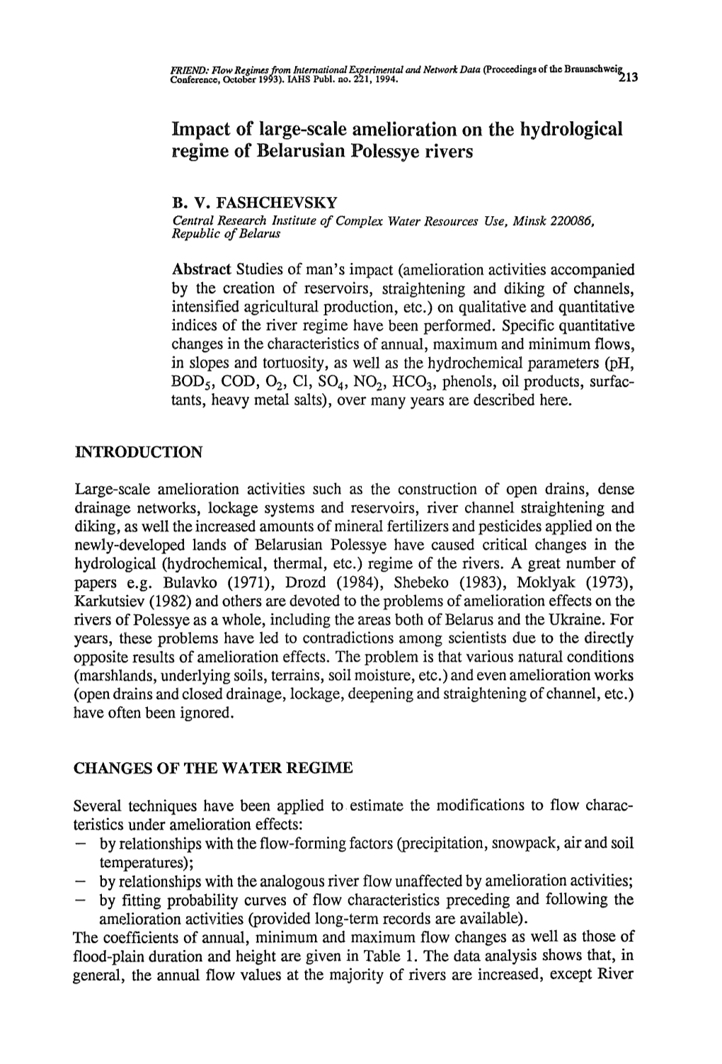 Impact of Large-Scale Amelioration on the Hydrological Regime of Belarusian Polessye Rivers