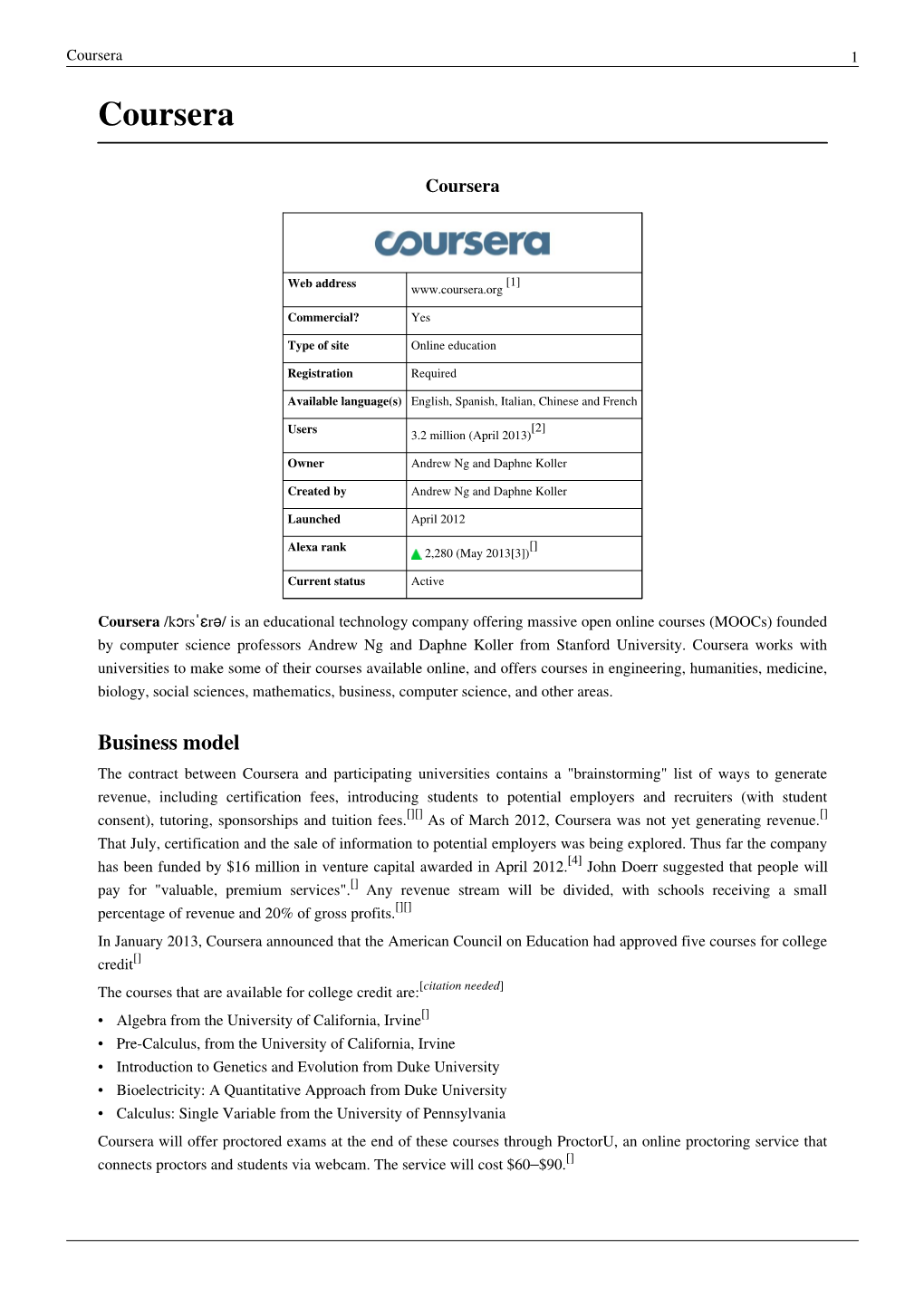 Coursera 1 Coursera