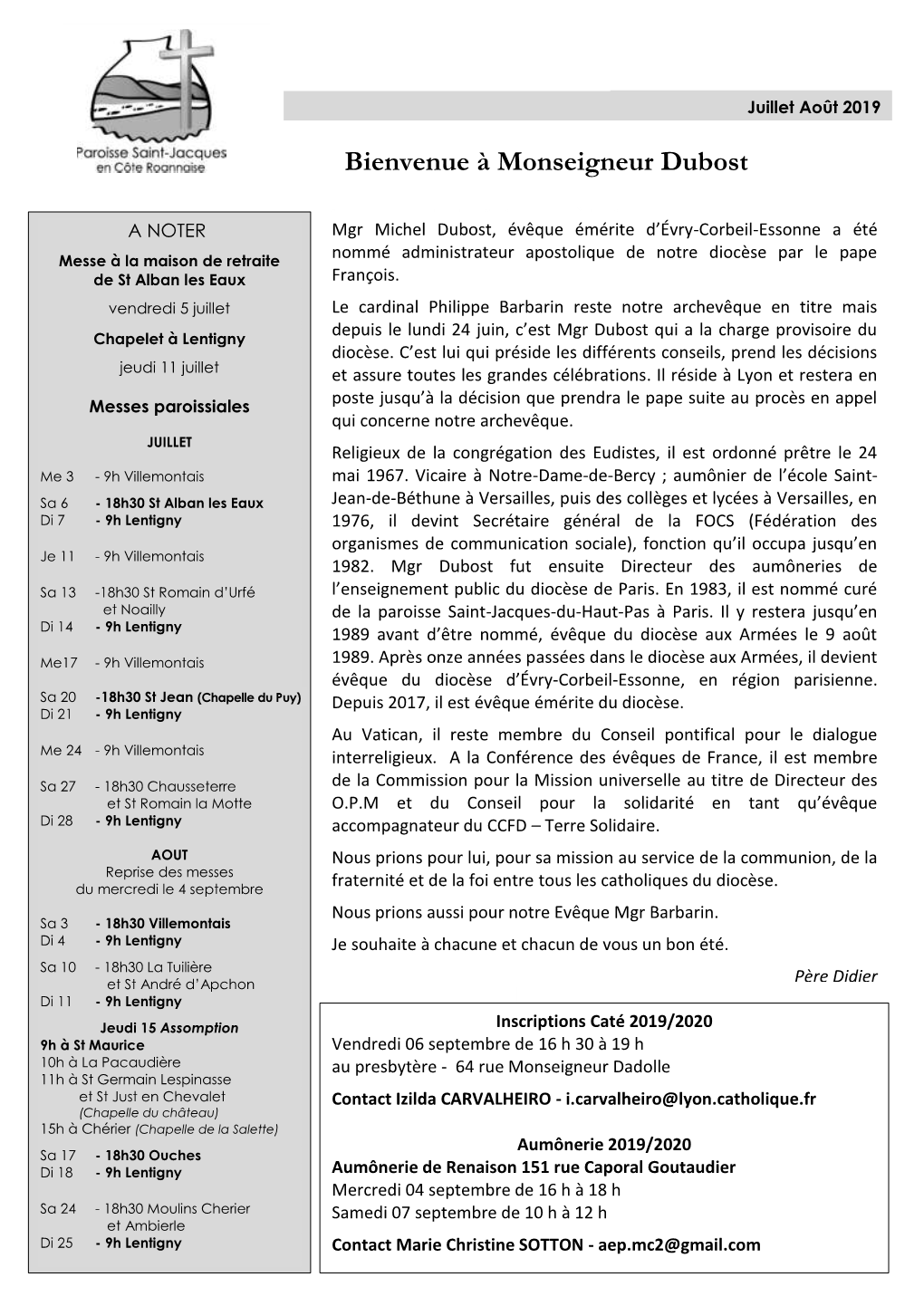 2019-07&08 Feuille Paroissiale St Jacques