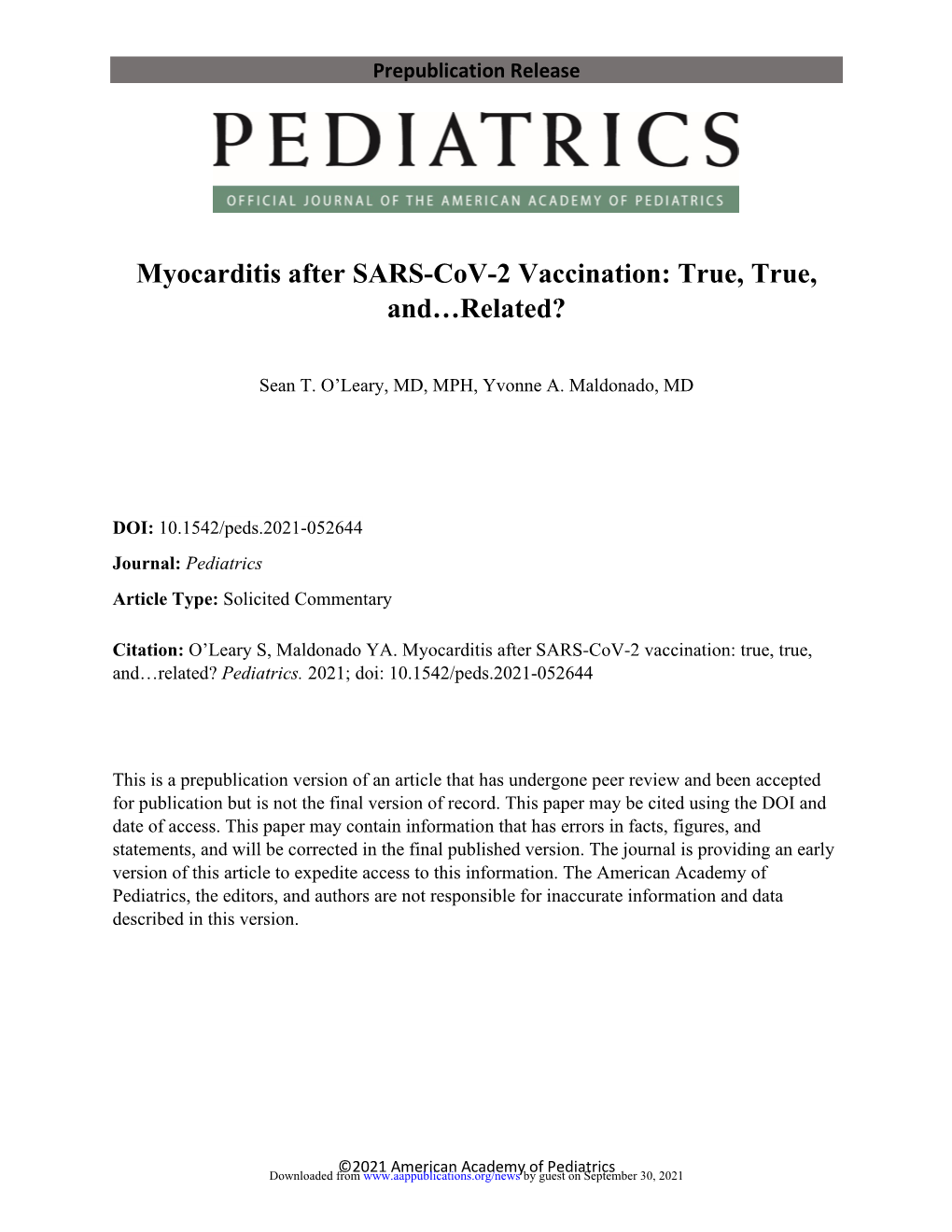 Myocarditis After SARS-Cov-2 Vaccination: True, True, And…Related?