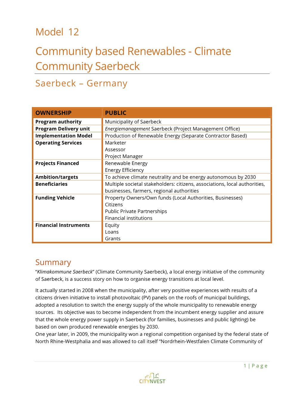 Climate Community Saerbeck Saerbeck – Germany