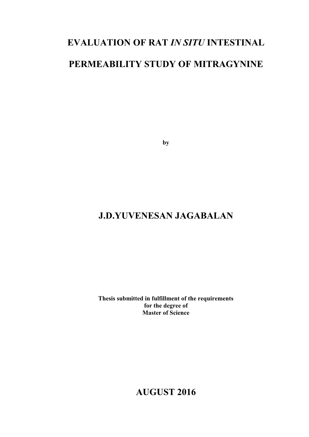 Evaluation of Rat in Situ Intestinal Permeability Study