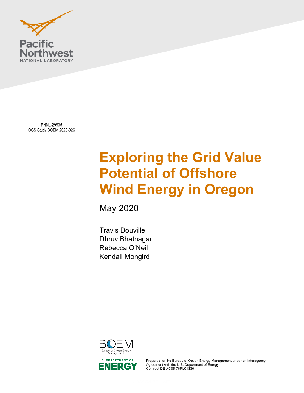 Exploring the Grid Value Potential of Offshore Wind Energy in Oregon May 2020