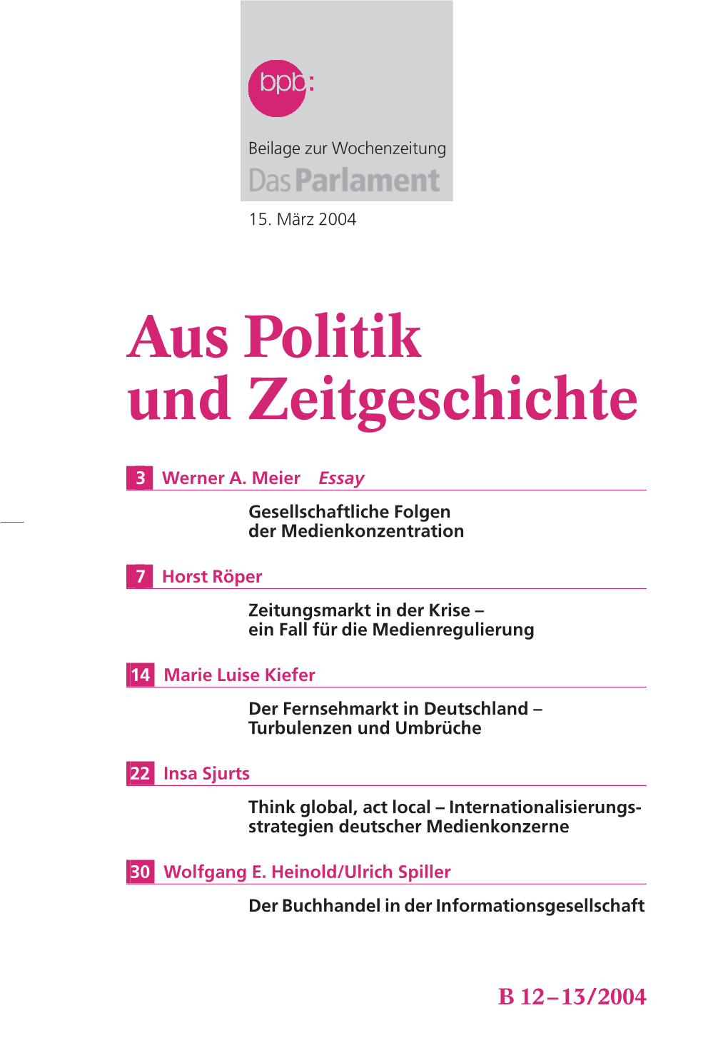 Aus Politik Und Zeitgeschichte