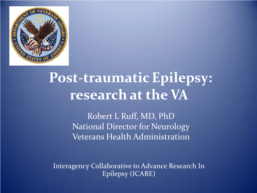 Post-Traumatic Epilepsy: Research at the VA