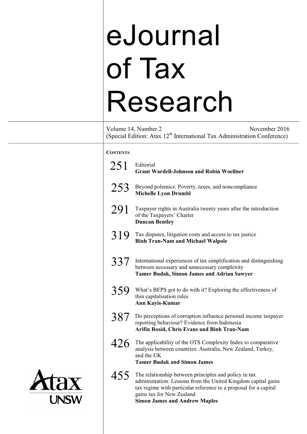 Ejournal of Tax Research