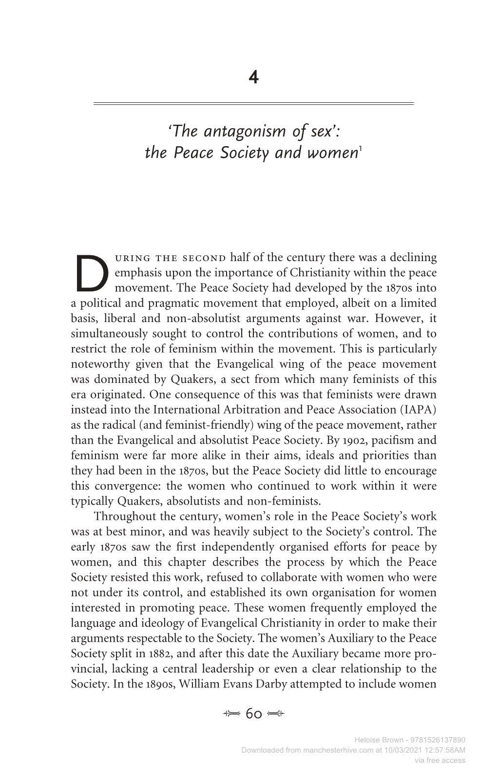 The Peace Society and Women1