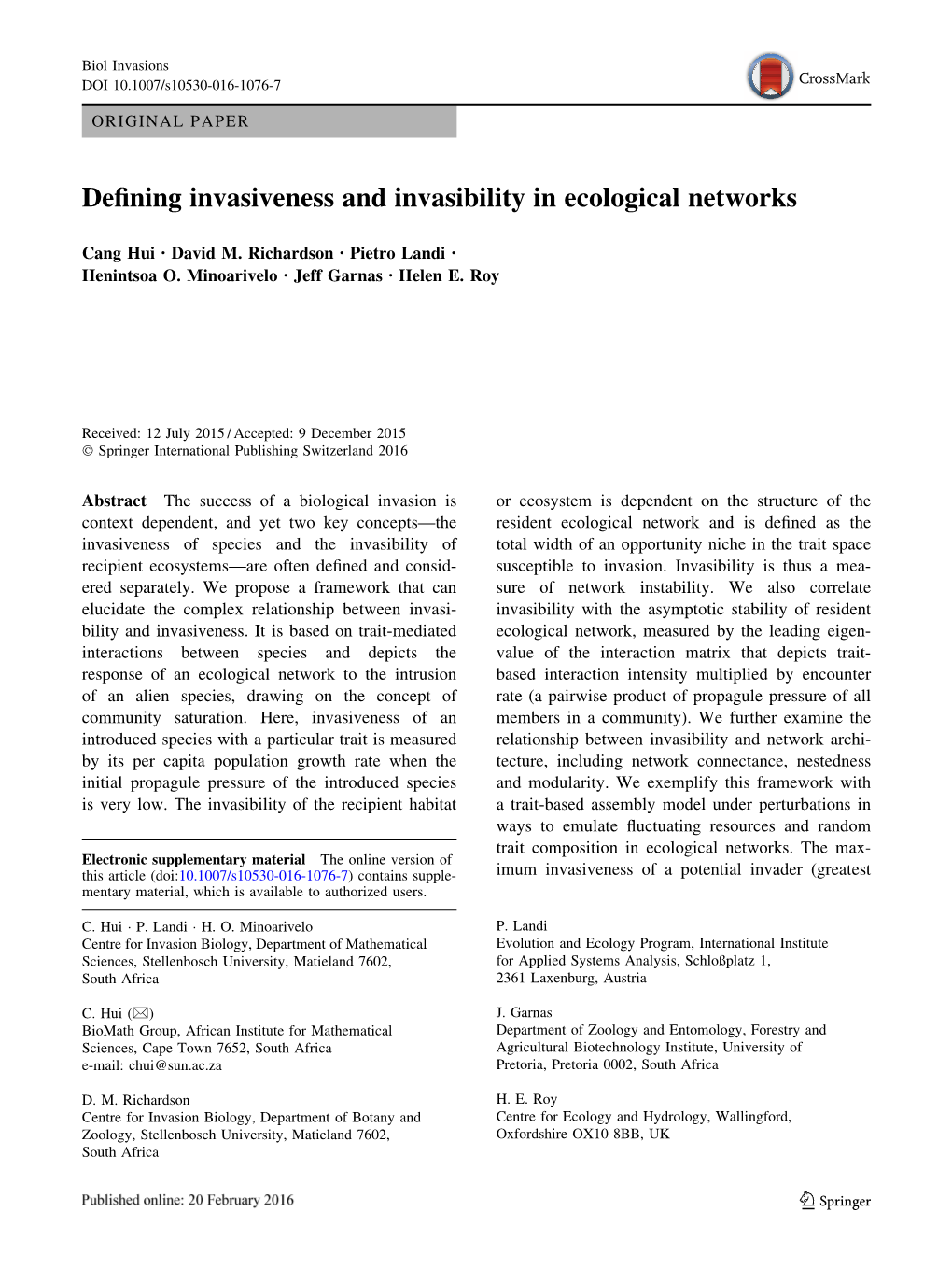 Defining Invasiveness and Invasibility in Ecological Networks