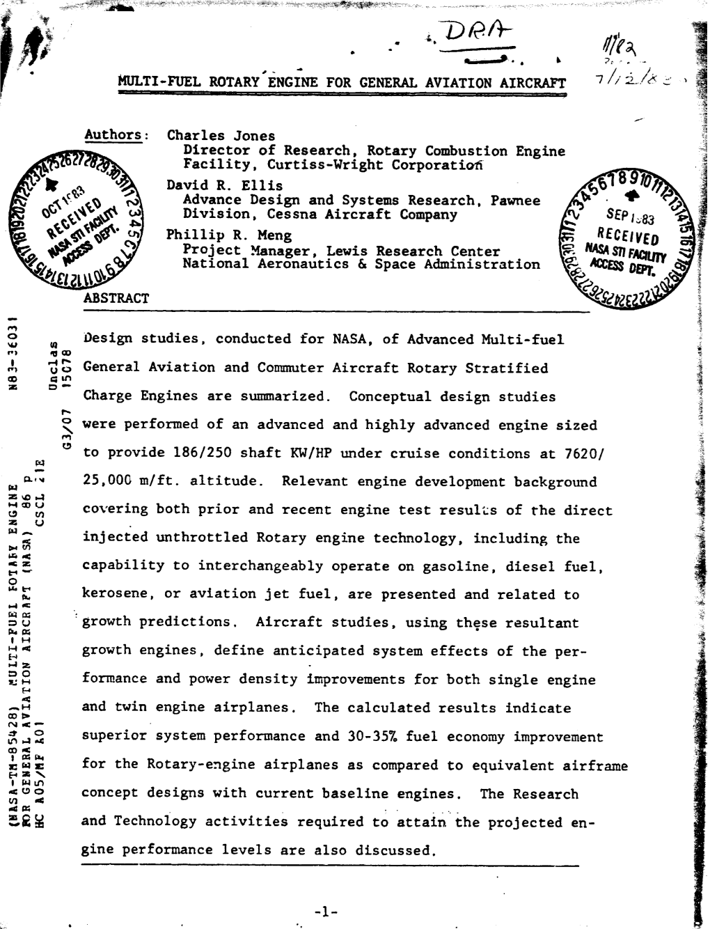 4Pl'l.A --* a B 7: -, - I Mt1-FUEL ROTARY'eng~NE for GENERAL AVIATION AIRCRMT 7 I A- =*- 1 I Z