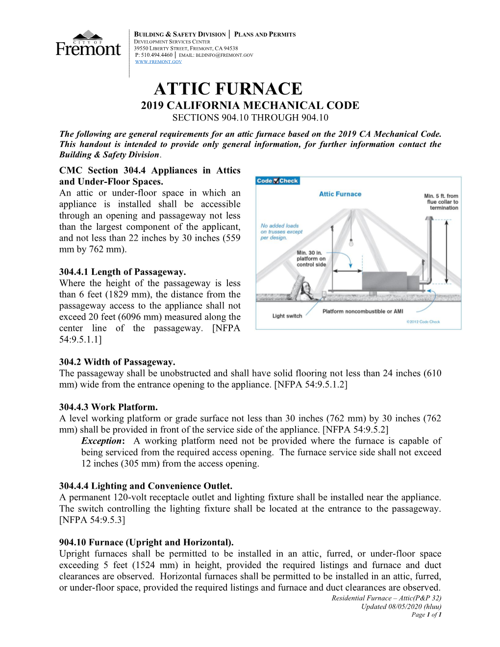 Attic Furnace 2019 California Mechanical Code Sections 904.10 Through 904.10