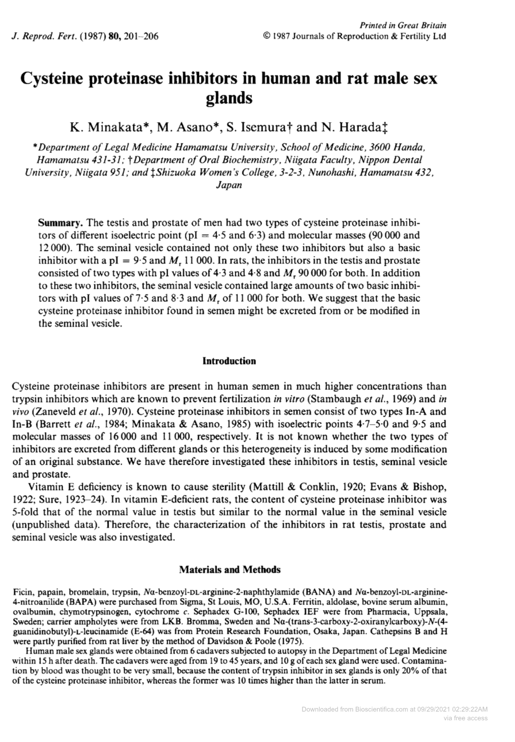 Cysteine Proteinase Inhibitors in Human and Rat Male Sex Glands K