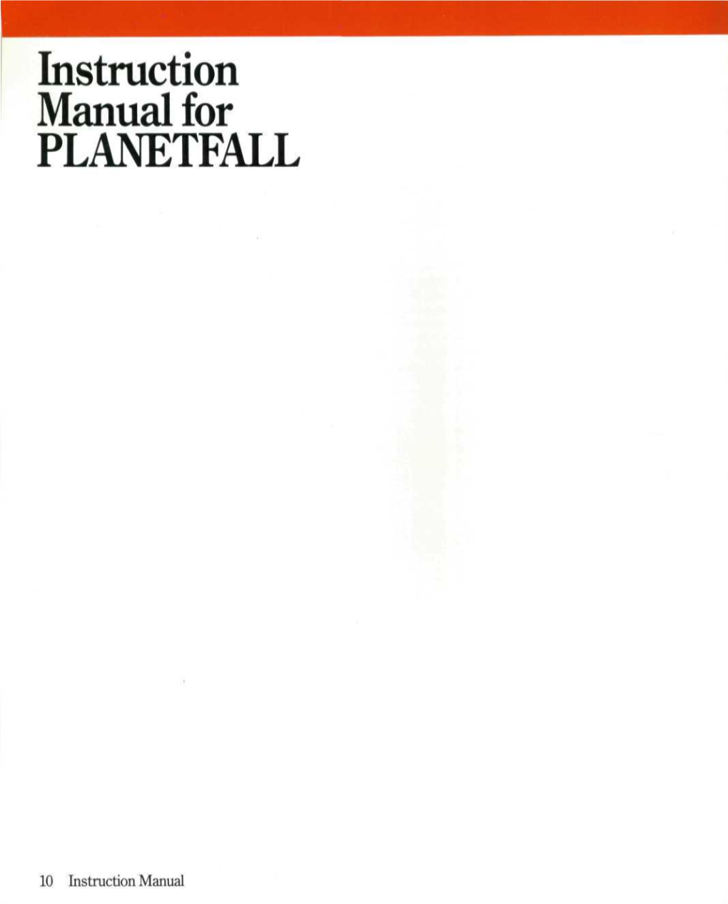 Instruction Manual for PLANETFALL