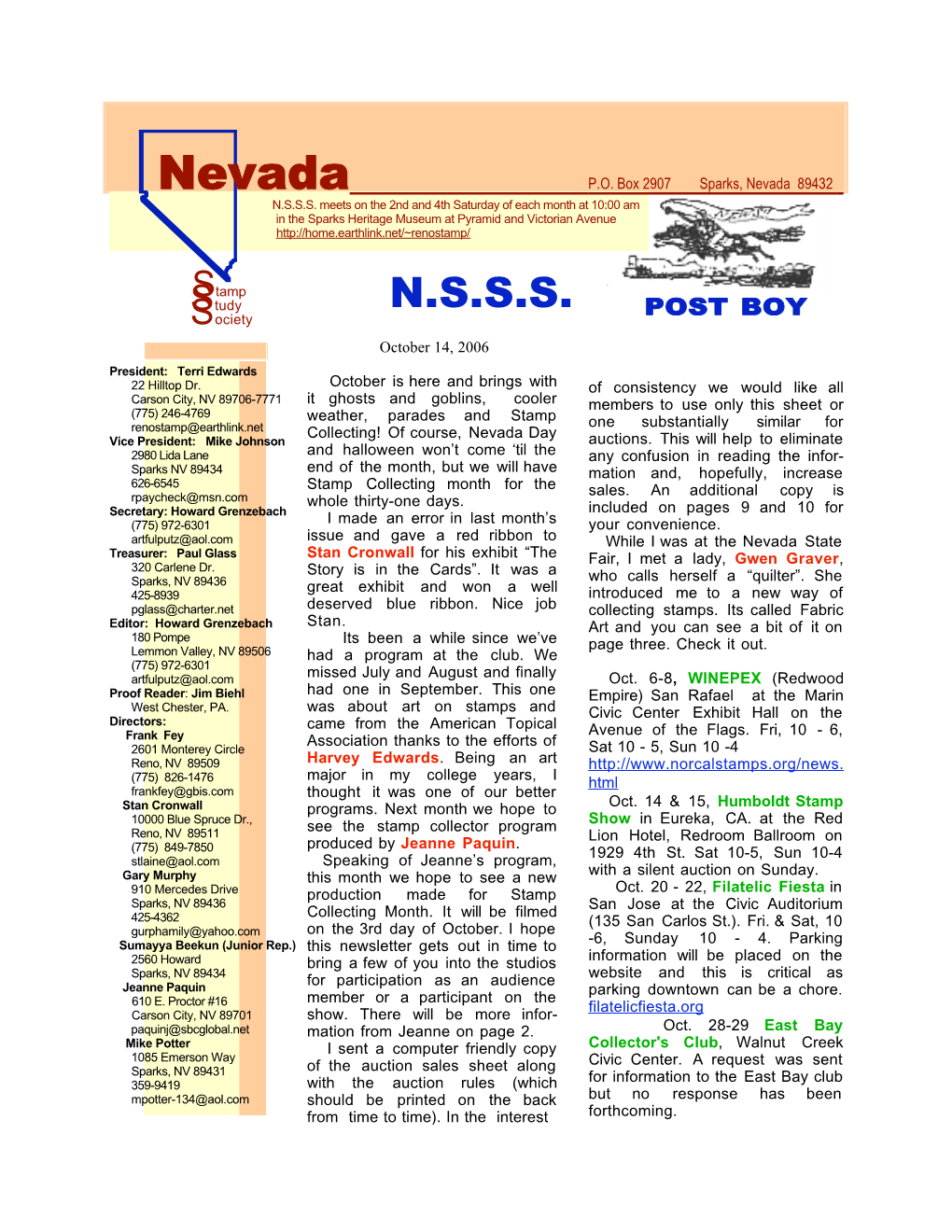 Nevada Stamp Study Society, However, Anyone Attending a Meeting May Bid on Auction Lots