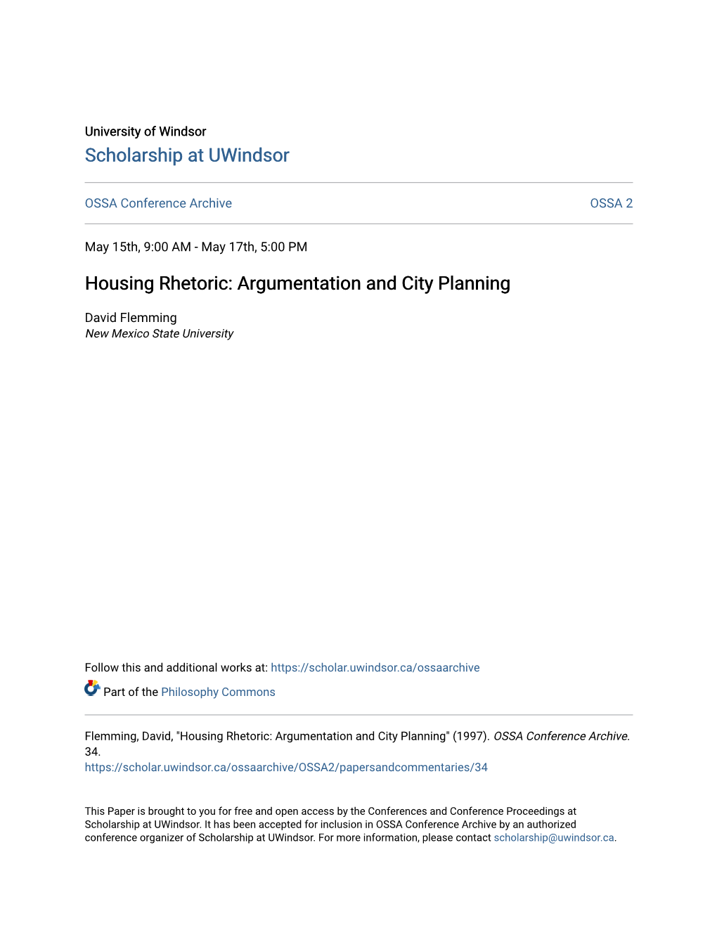 Housing Rhetoric: Argumentation and City Planning