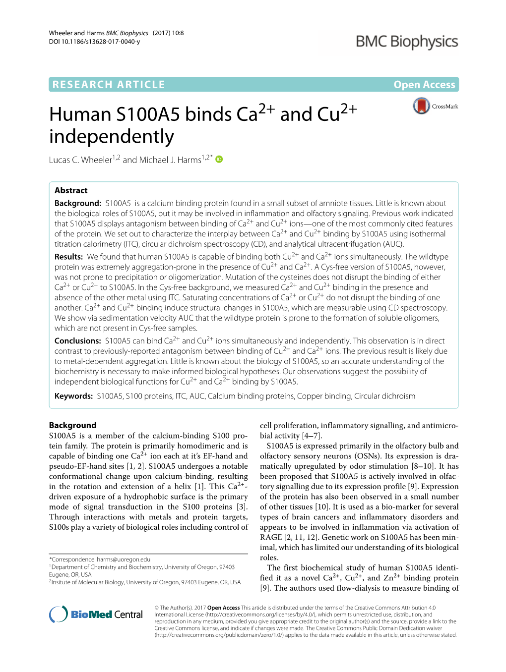 Human S100A5 Binds Ca^{2+} and Cu^{2+} Independently