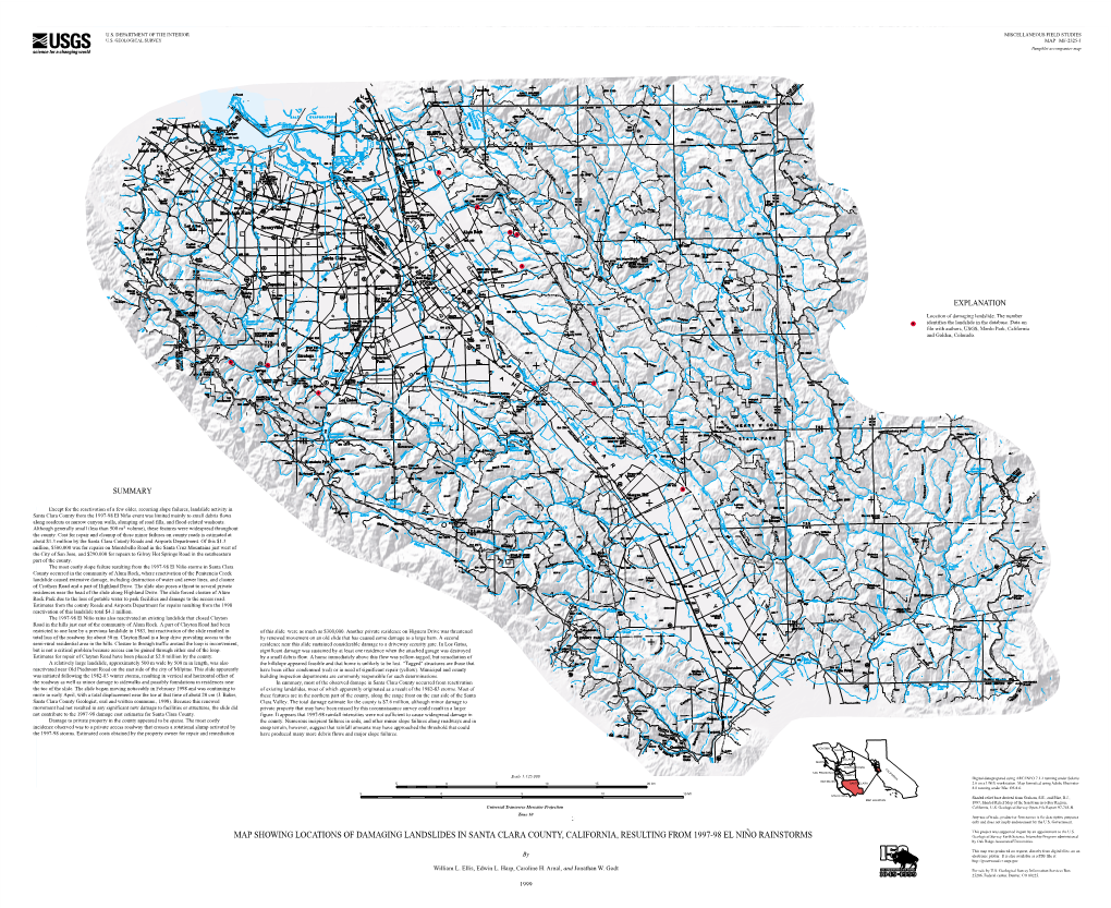Map Showing Locations of Damaging Landslides In