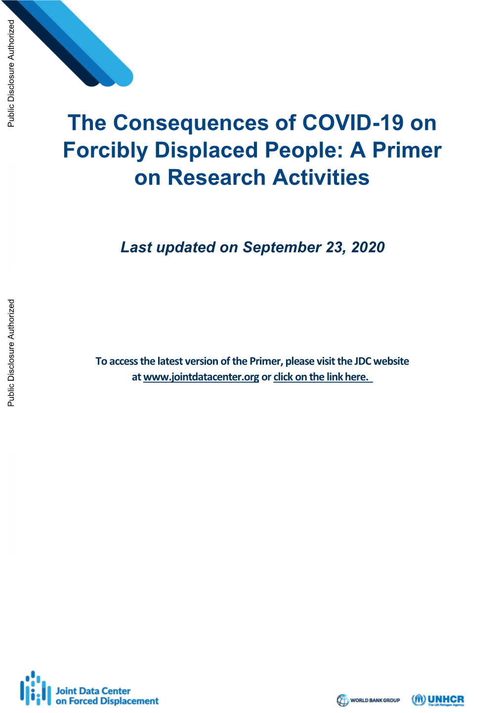 The Consequences of COVID-19 on Forcibly Displaced People: a Primer on Research Activities