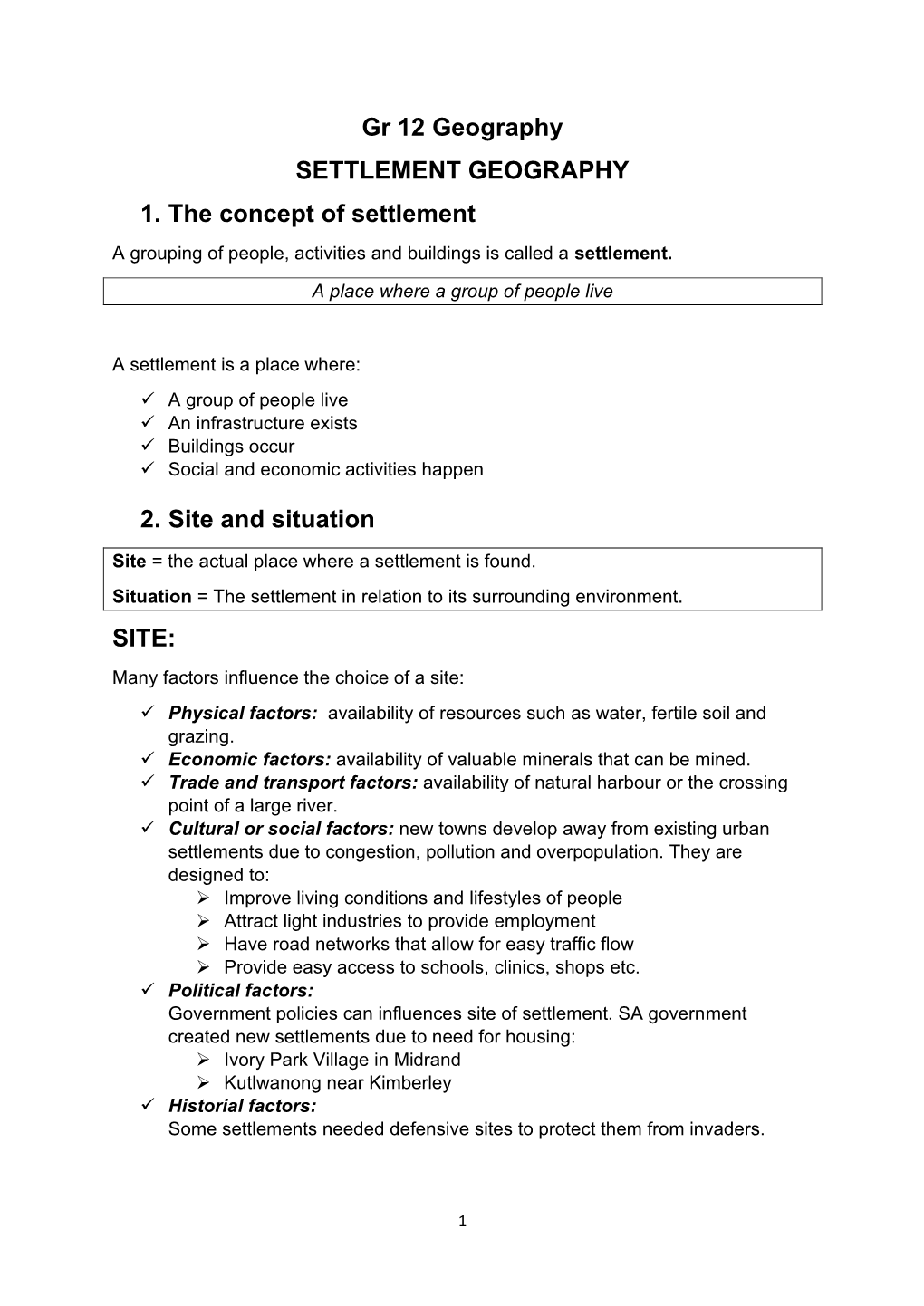 Settlement Geography 1