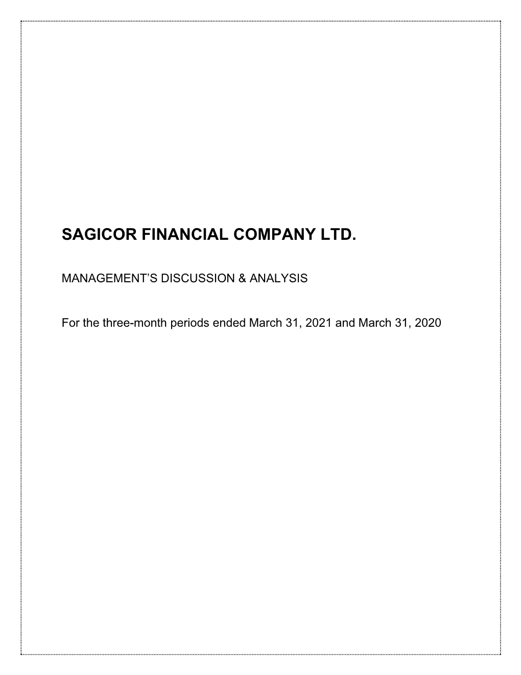 Sagicor Financial Company Ltd