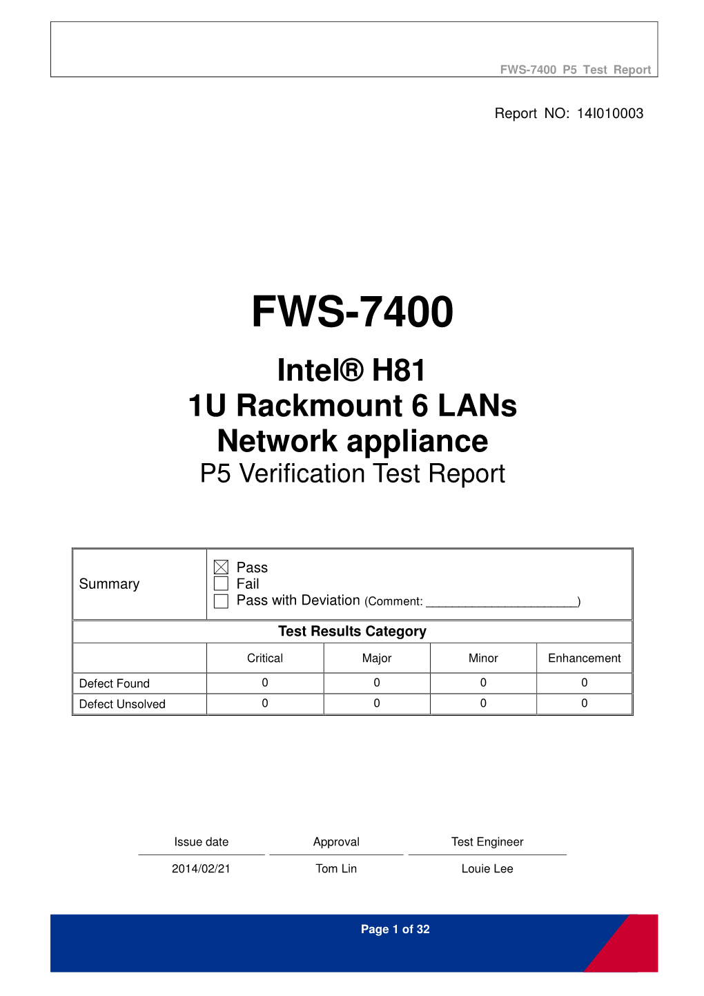 FWS-7400 P5 Test Report