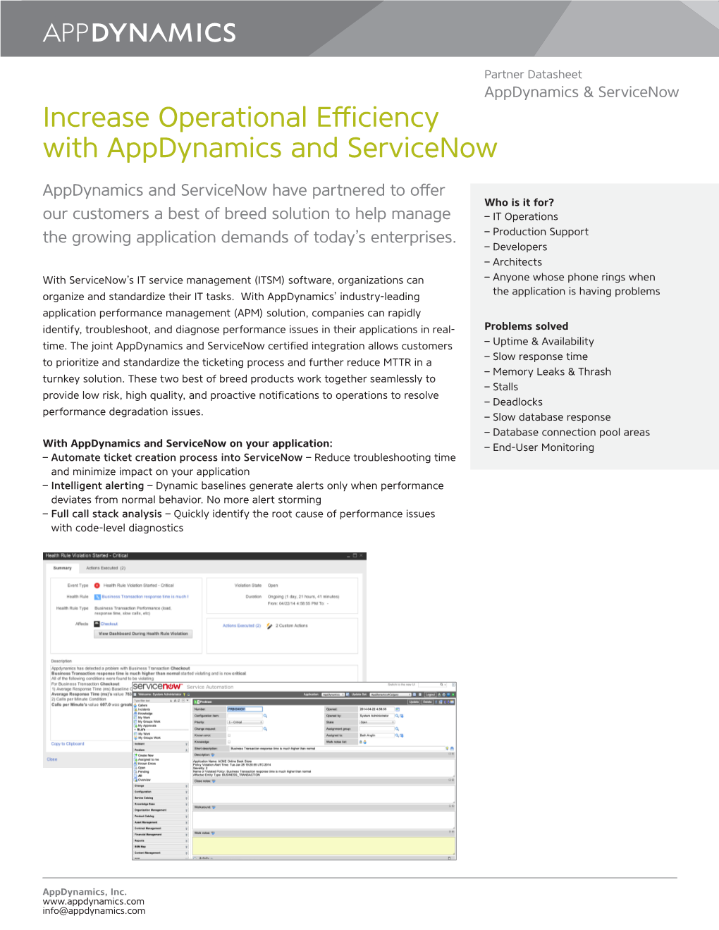 Increase Operational Efficiency with Appdynamics and Servicenow