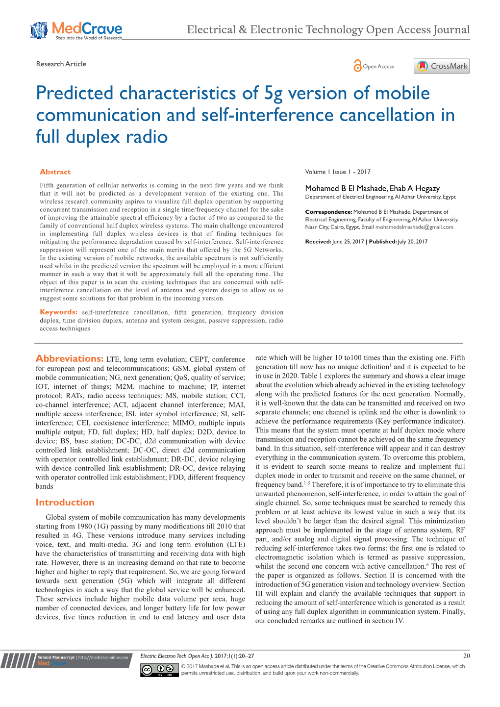 Predicted Characteristics of 5G Version of Mobile Communication and Self-Interference Cancellation in Full Duplex Radio