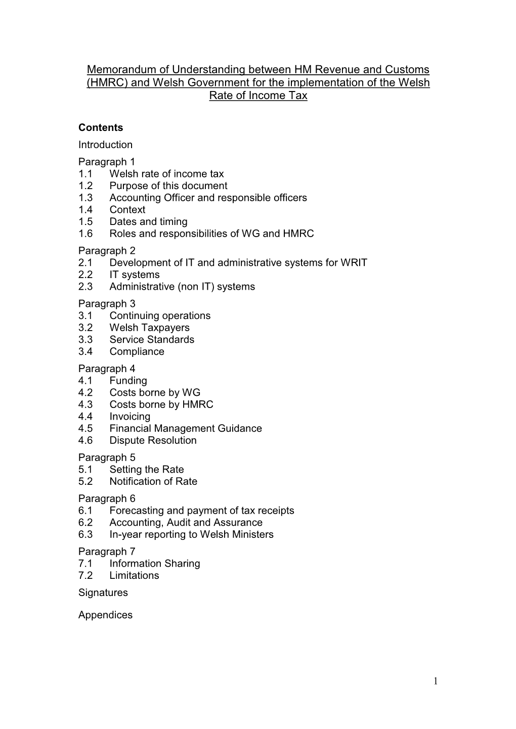 Memorandum of Understanding on the Scottish Rate of Income