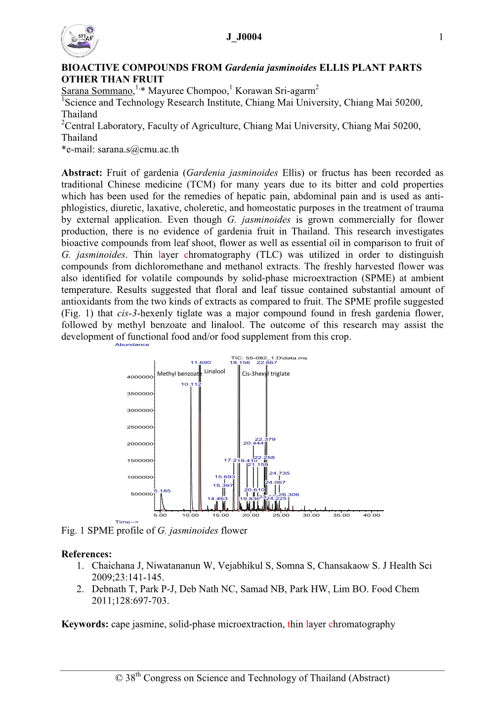 J0004 BIOACTIVE COMPOUNDS from Gardenia Jasminoides ELLIS